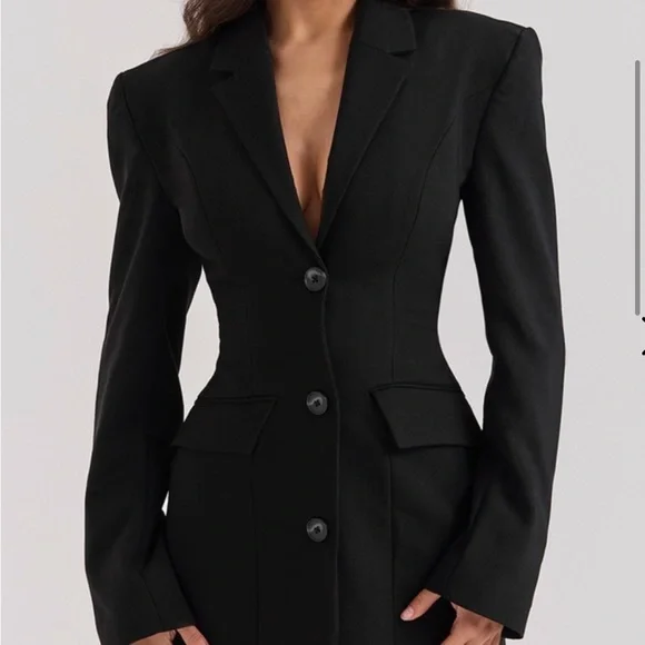 House Of CB Amia Blazer Mini Dress Black - Picture 5 of 10